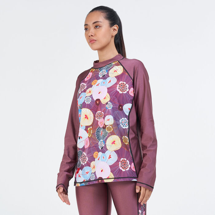 بلوزة السباحة راشجارد طويلة الأكمام للنساء image number 0