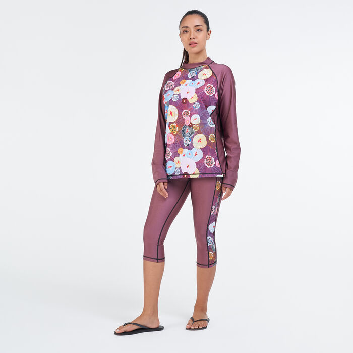 بلوزة السباحة راشجارد طويلة الأكمام للنساء image number 2