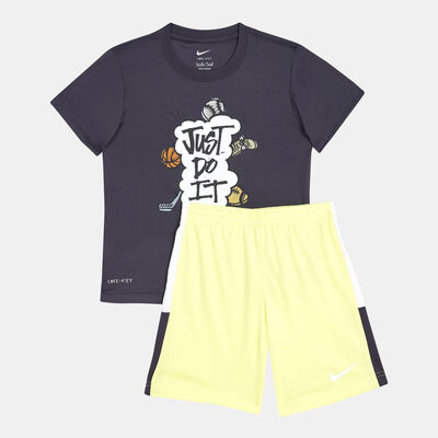 طقم تيشيرت وشورت دراي-فِت بلوكد للاطفال الصغار